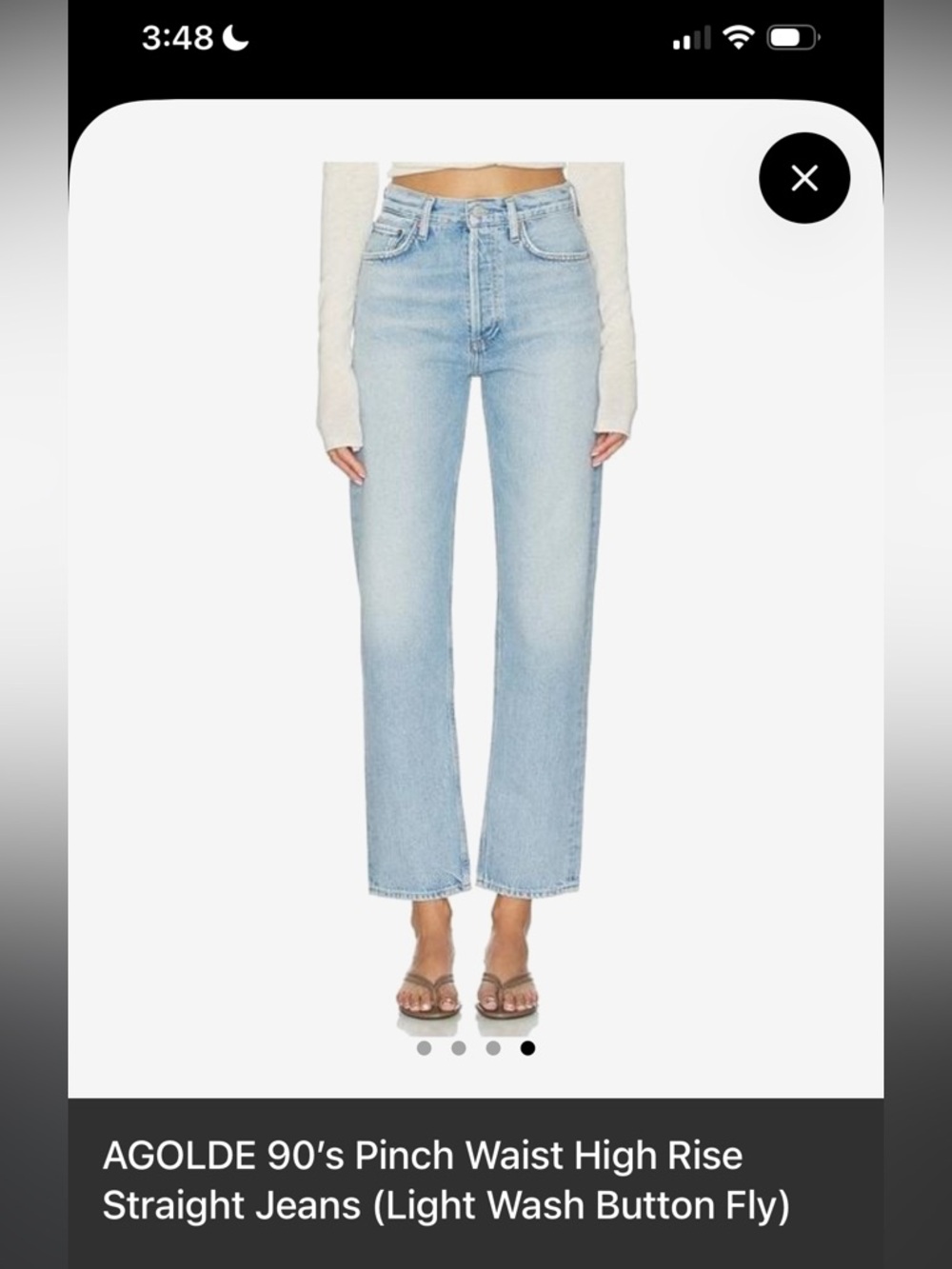 AGOLDE 90's Pinch Waist High Rise
Straight Jeans (Light Wash Button Fly)